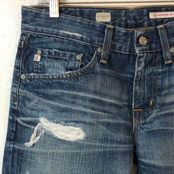 AG Adriano Goldschmied Ex-Boyfriend Crop Destroyed Jeans - Picture 6 of 12